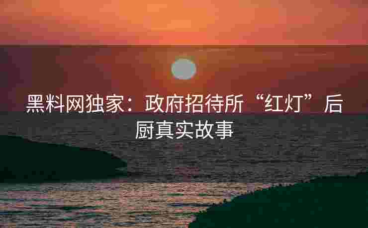 黑料网独家：政府招待所“红灯”后厨真实故事