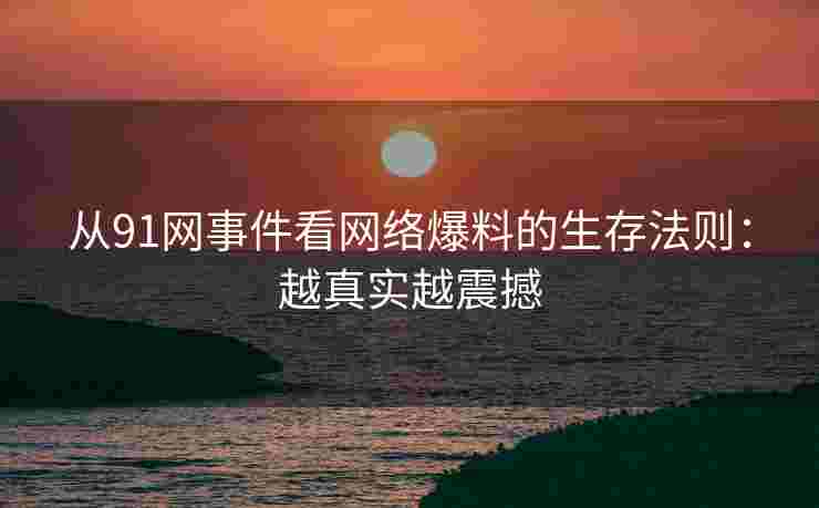 从91网事件看网络爆料的生存法则:越真实越震撼 从91网事件看网络爆料的生存法则:越真实越震撼
